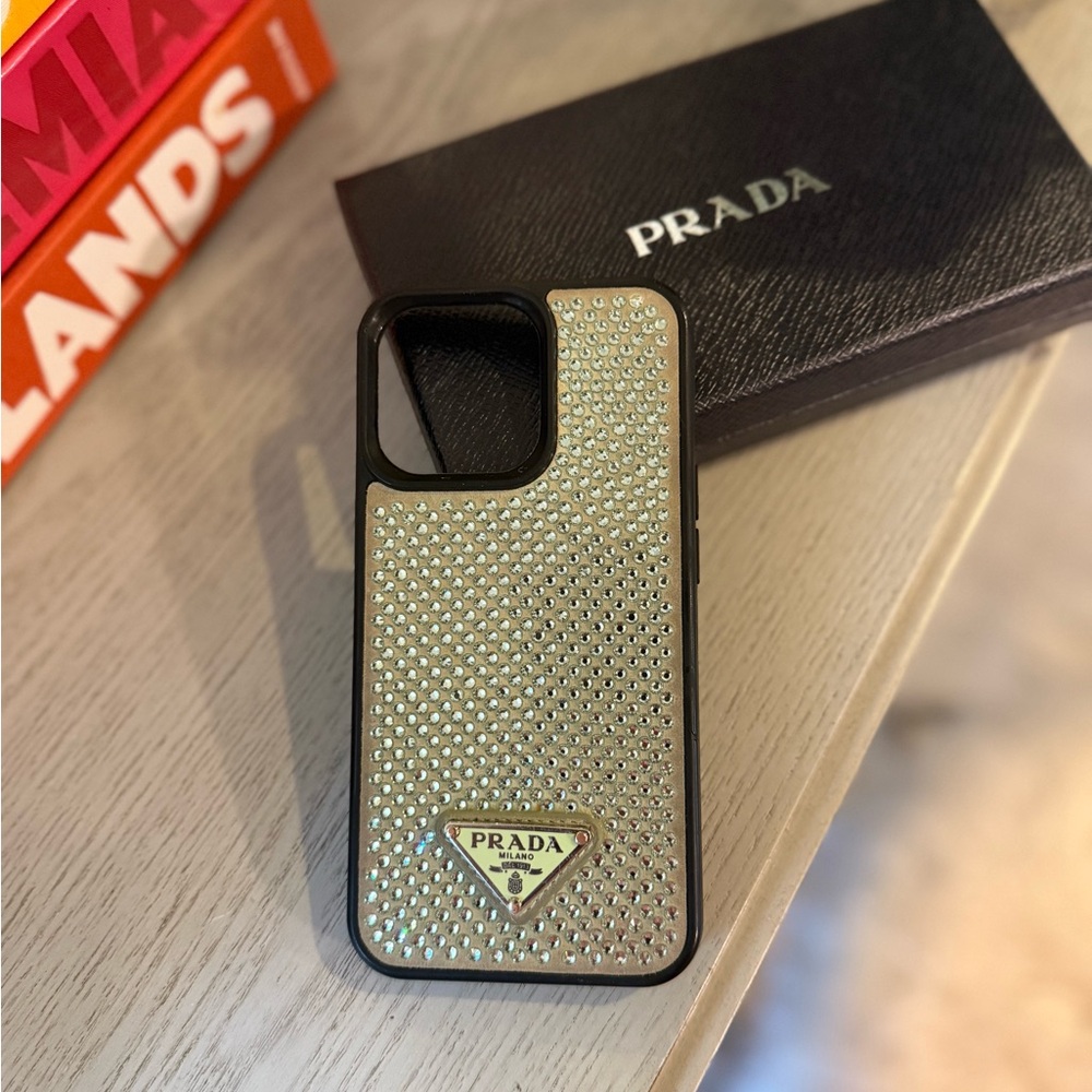Prada aqua crystal Studded iPhone 13 Pro Phone Case